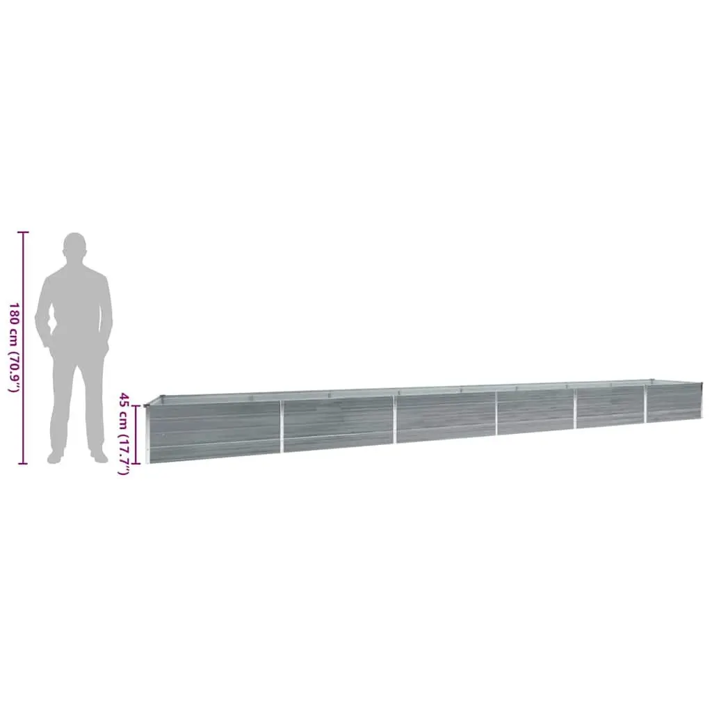 Galvanised Steel Garden Raised Bed Grey 600 x 80 x 45 cm Weather Resistant Heavy Duty Planter Box