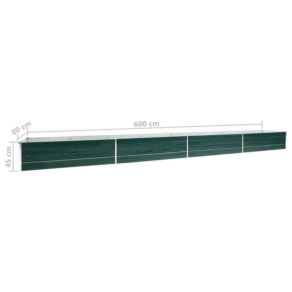 Garden Raised Bed Planter Box Green 600 x 80 x 45 cm Heavy-duty Galvanised Steel Weather Resistant Outdoor Use