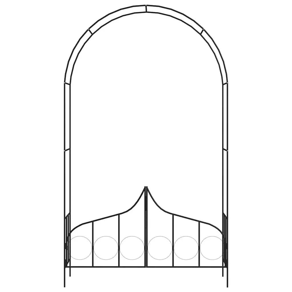 Garden Arch with Gate Black Outdoor Arbour Wedding Decorative Climbing Plants