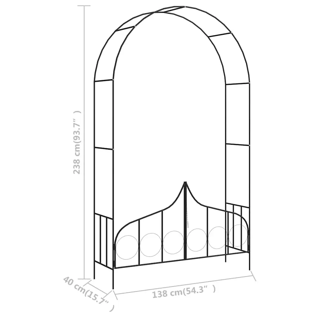 Garden Arch with Gate Black Outdoor Arbour Wedding Decorative Climbing Plants