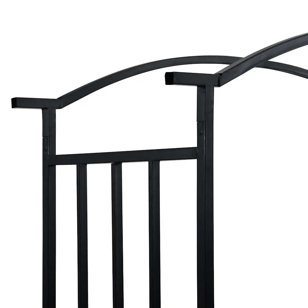 Garden Arch Black Iron Outdoor Arbour with Integrated Bench for Climbing Plants
