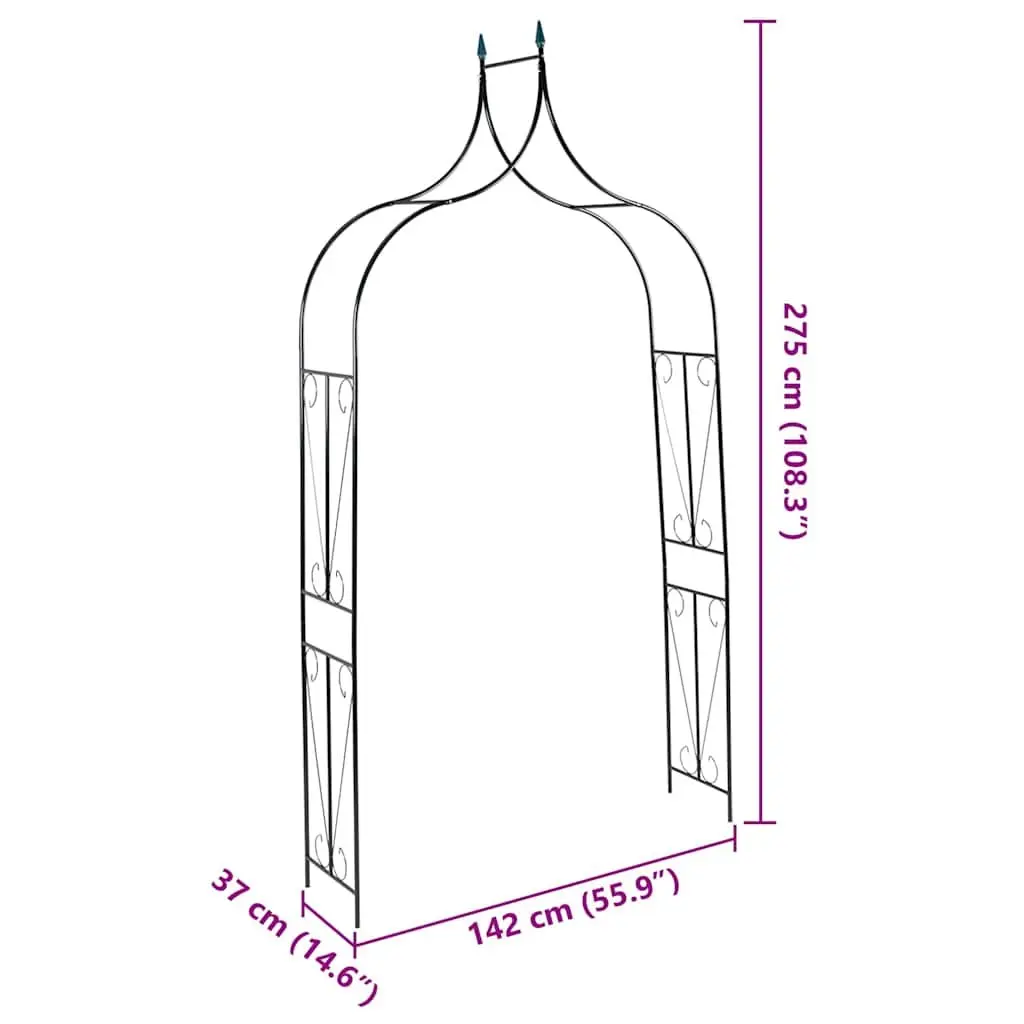 Garden Arch Dark Green Iron Tubing Weather-Resistant for Climbing Plants and Wedding Decorations