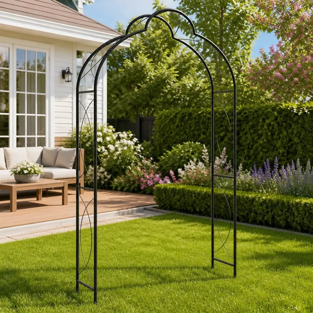 Garden Arch Black Iron Outdoor Arbour Climbing Plants