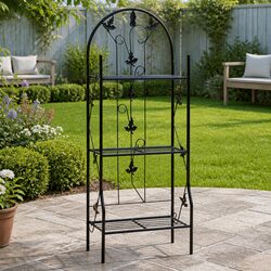 3-Layer Plant Stand Rack Black Iron Shelf Display Garden Patio Balcony Indoor