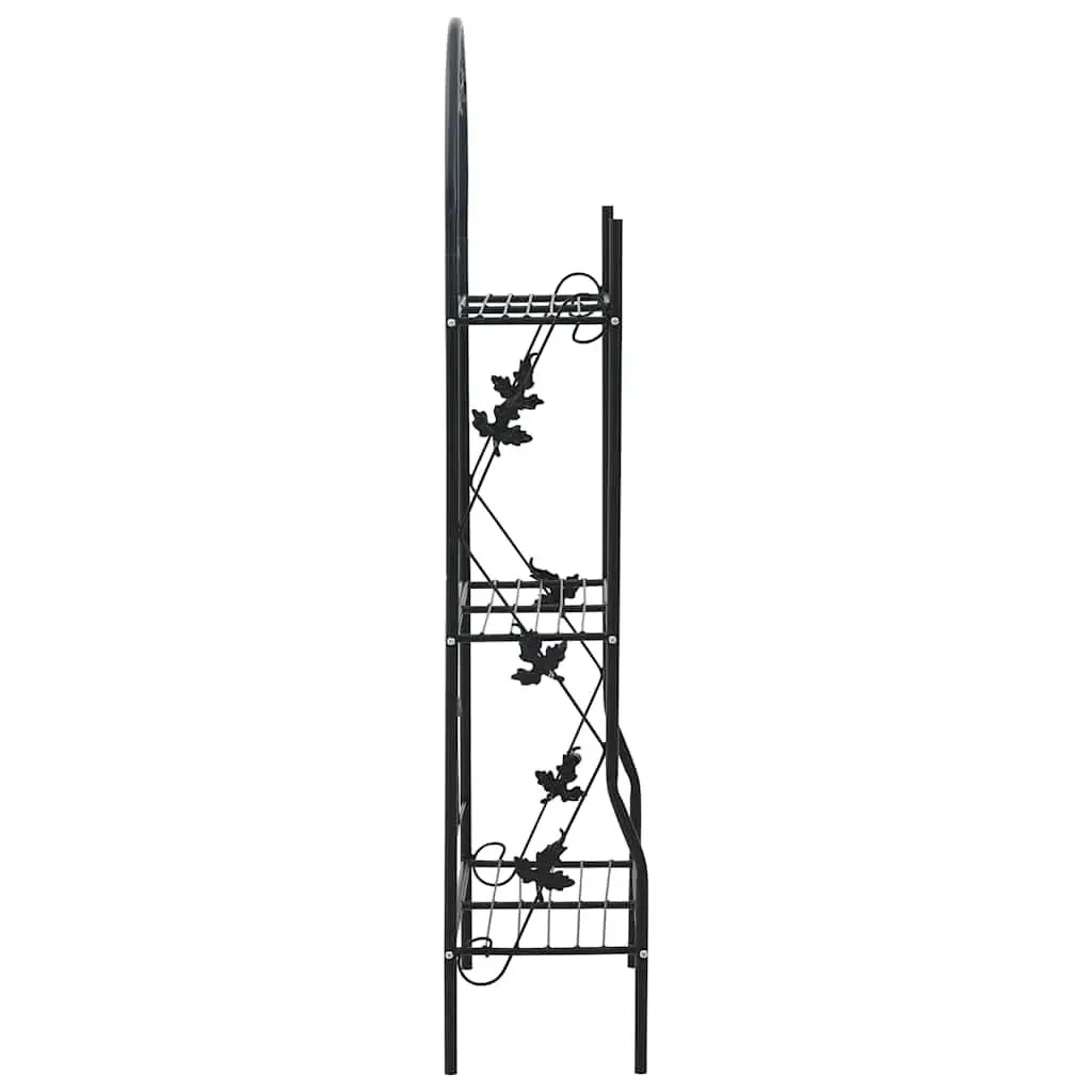3-Layer Plant Stand Rack Black Iron 3-Tier Shelf Display Indoor Outdoor