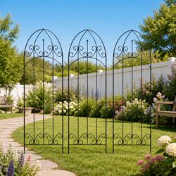 Black Iron Trellis for Climbing Plants, 3-Pack