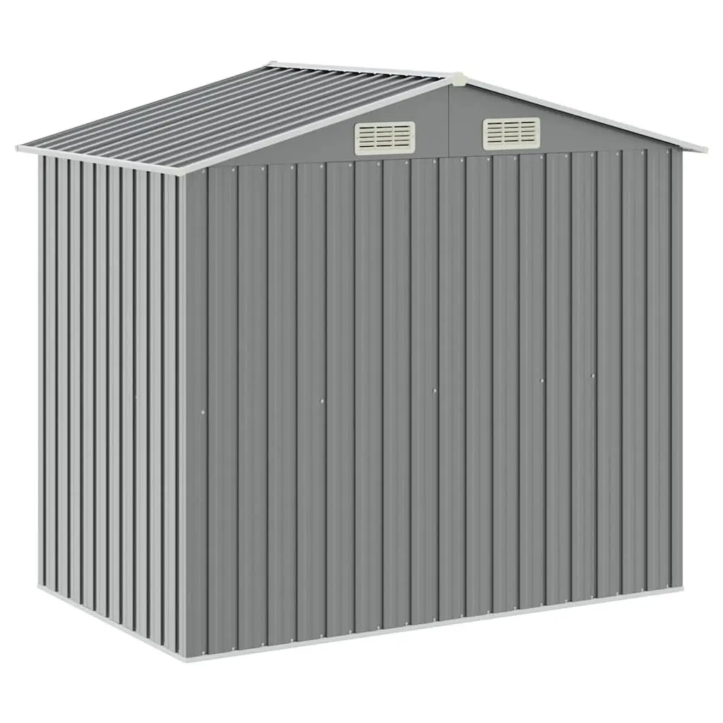Garden Shed Grey Galvanised Iron Outdoor Storage House with Integral Rack