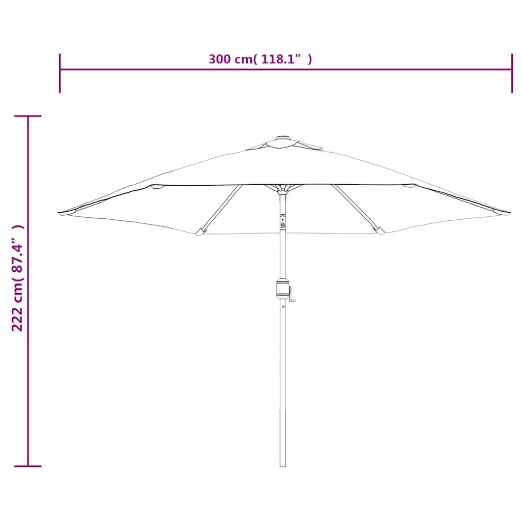 Garden Parasol Black 300cm UV Protective Crank Tilt Outdoor Umbrella