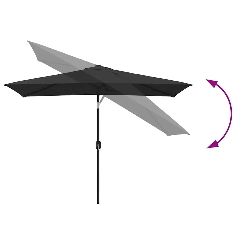 Garden Parasol Black 300x200cm UV Protective Crank Tilt Foldable