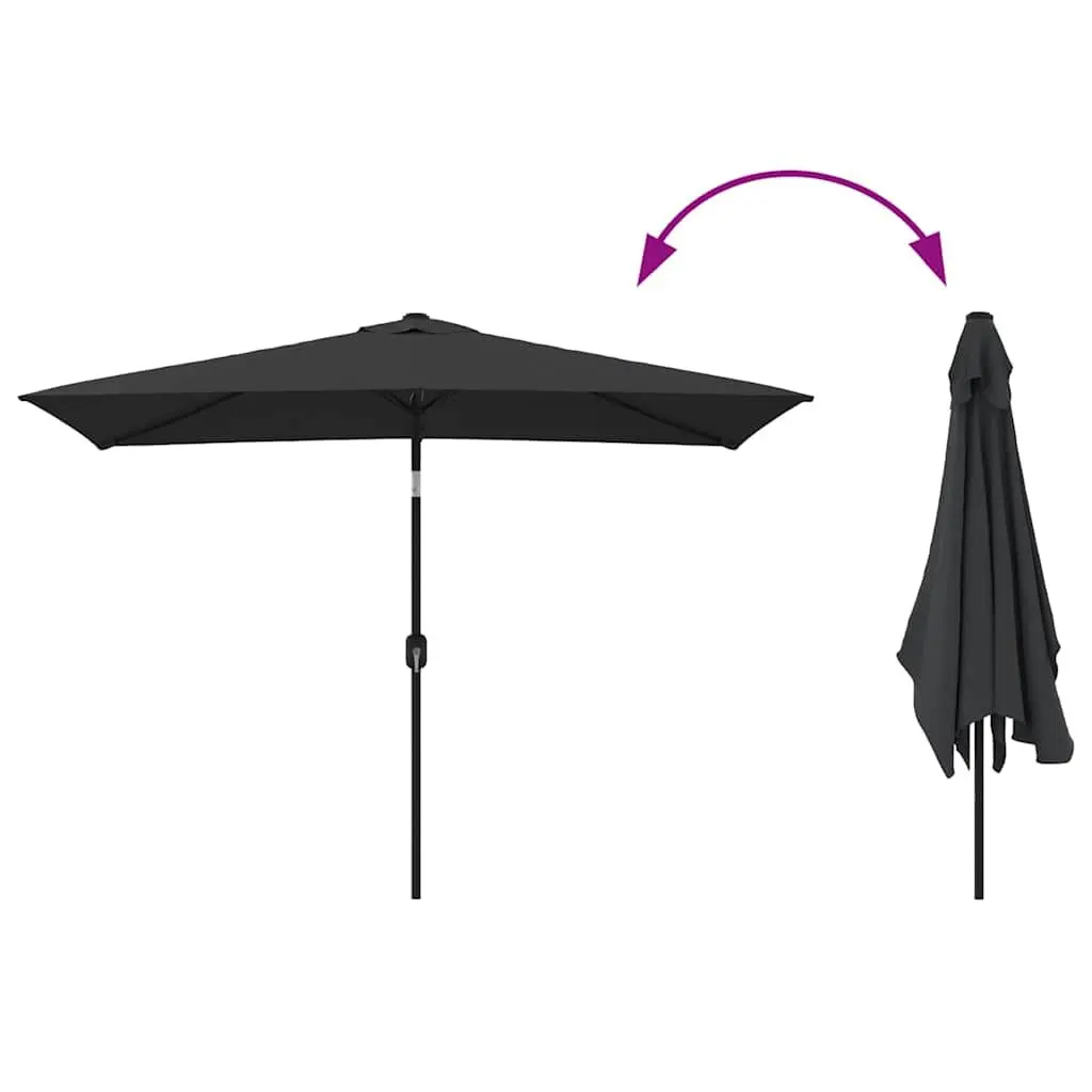 Garden Parasol Black 300x200cm UV Protective Crank Tilt Foldable