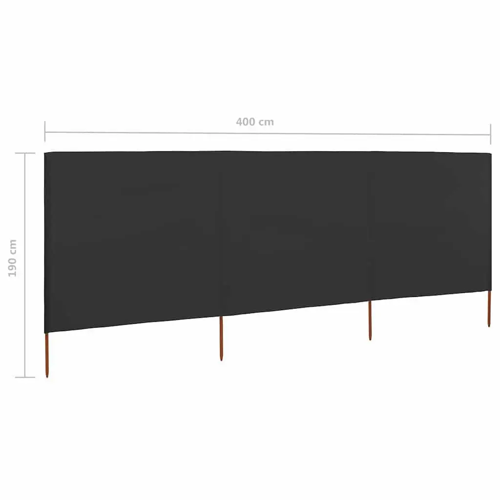 3-Panel Folding Wind Screen Anthracite 400x160cm Outdoor Shelter