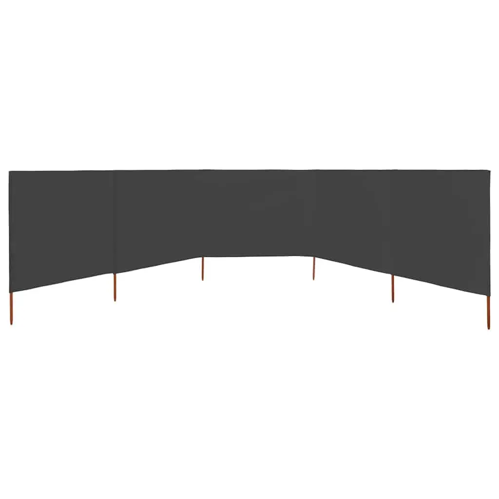 5-Panel Folding Wind Screen Anthracite 600cm x 120cm Non-woven Fabric Outdoor Garden Shelter