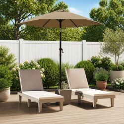 Garden Parasol Taupe 200x224cm Outdoor Patio Umbrella Sunshade Crank Tilt