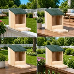 Compact Wooden Squirrel Houses - Easy Feeding Solution