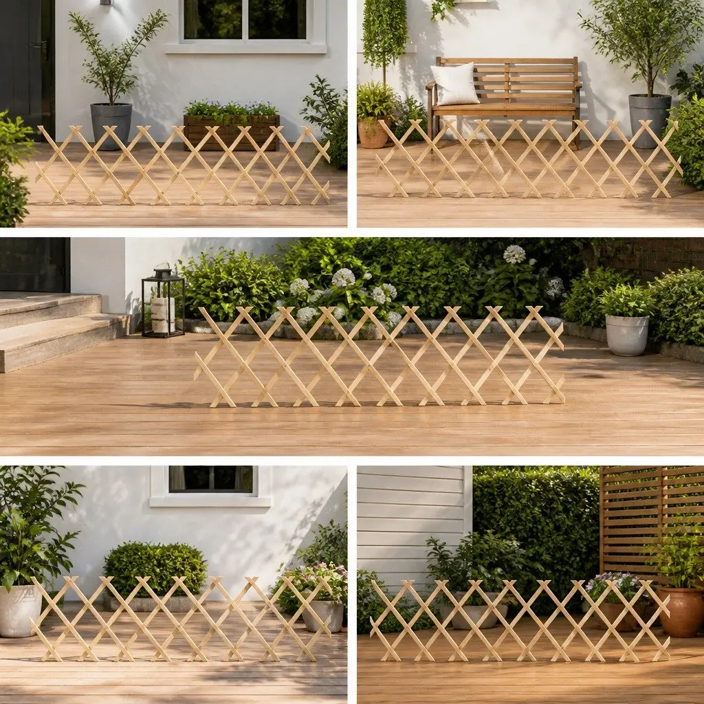 Wooden Trellis Fence Panels Brown Expandable 180x30 cm Solid Firwood Construction