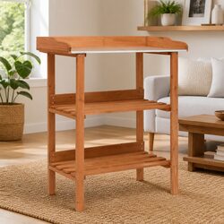 Compact Wooden 3-Shelf Plant Stand for Gardens
