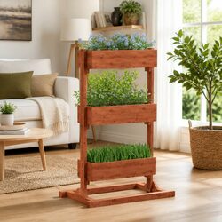 Compact Wooden Plant Stand 52x30x78cm Brown Firwood