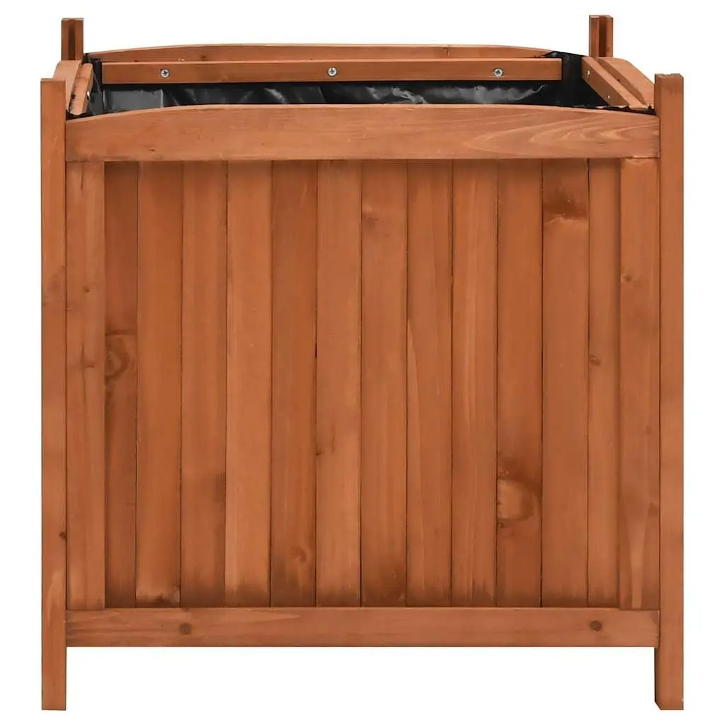 Raised Garden Beds Brown 50x50x50cm Weather-Resistant Firwood Planters