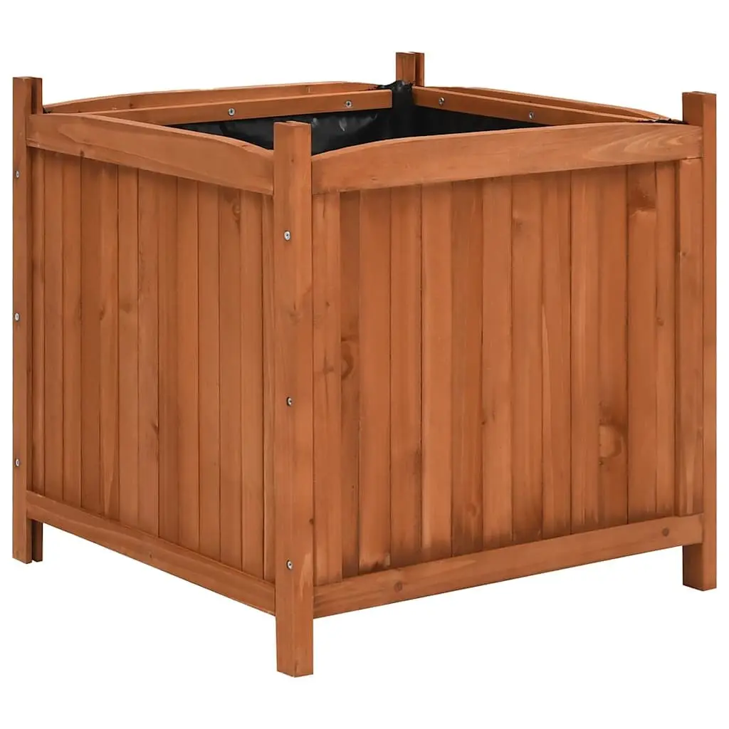Raised Garden Beds Brown 50x50x50cm Weather-Resistant Firwood Planters