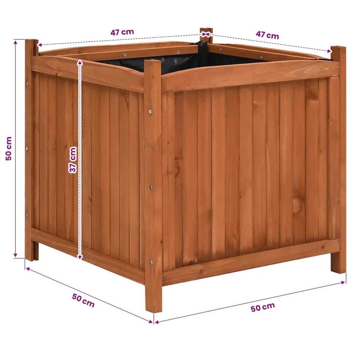 Raised Garden Beds Brown 50x50x50cm Weather-Resistant Firwood Planters