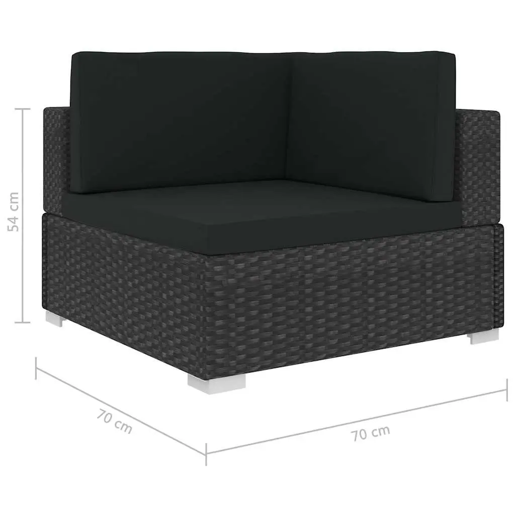 Garden Lounge Set 6 Piece Outdoor Sofa Patio Furniture Black Rattan with