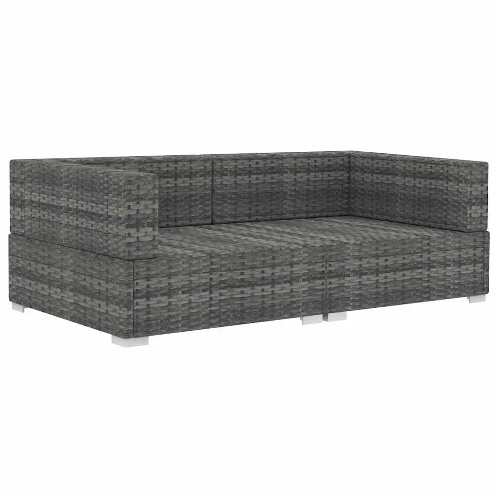 Outdoor Sectional Corner Chairs Grey 2 Piece Weather Resistant Poly Rattan Garden Seating
