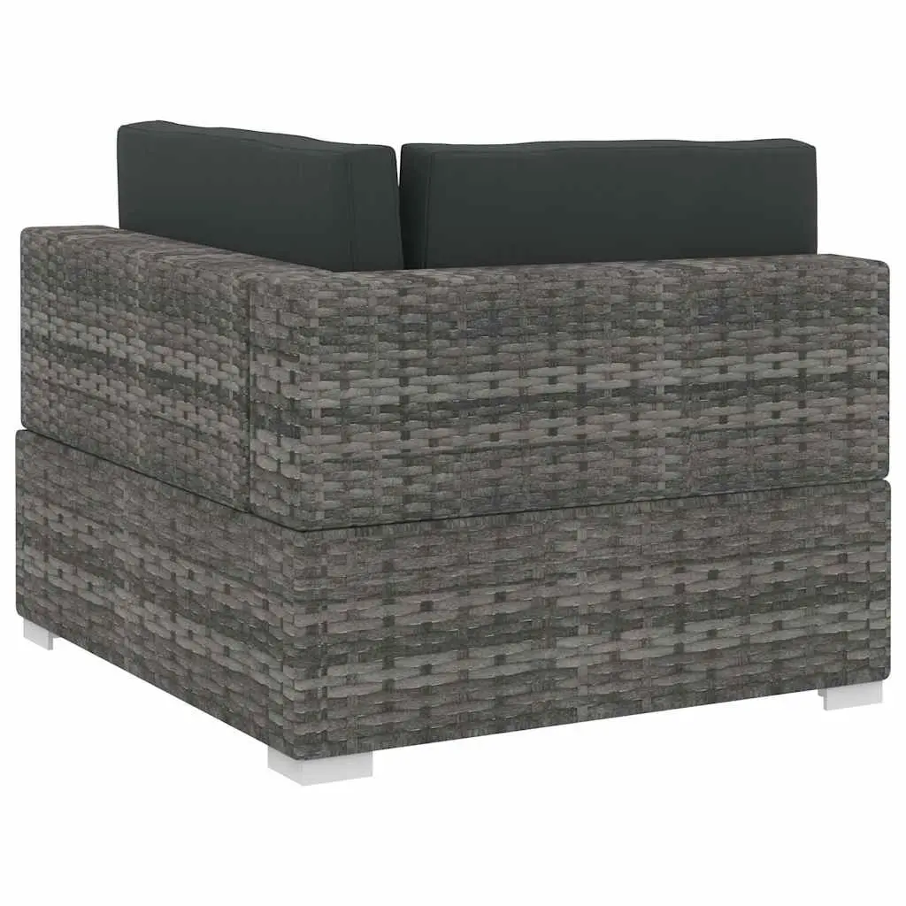 Outdoor Garden Sofa Set Grey 3 Piece Poly Rattan Patio Furniture with Cushions