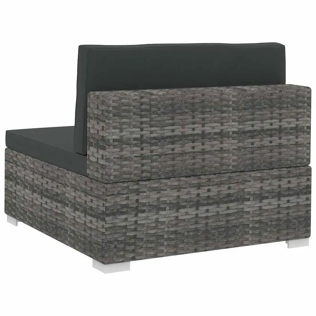 Outdoor Garden Sofa Set Grey 3 Piece Poly Rattan Patio Furniture with Cushions