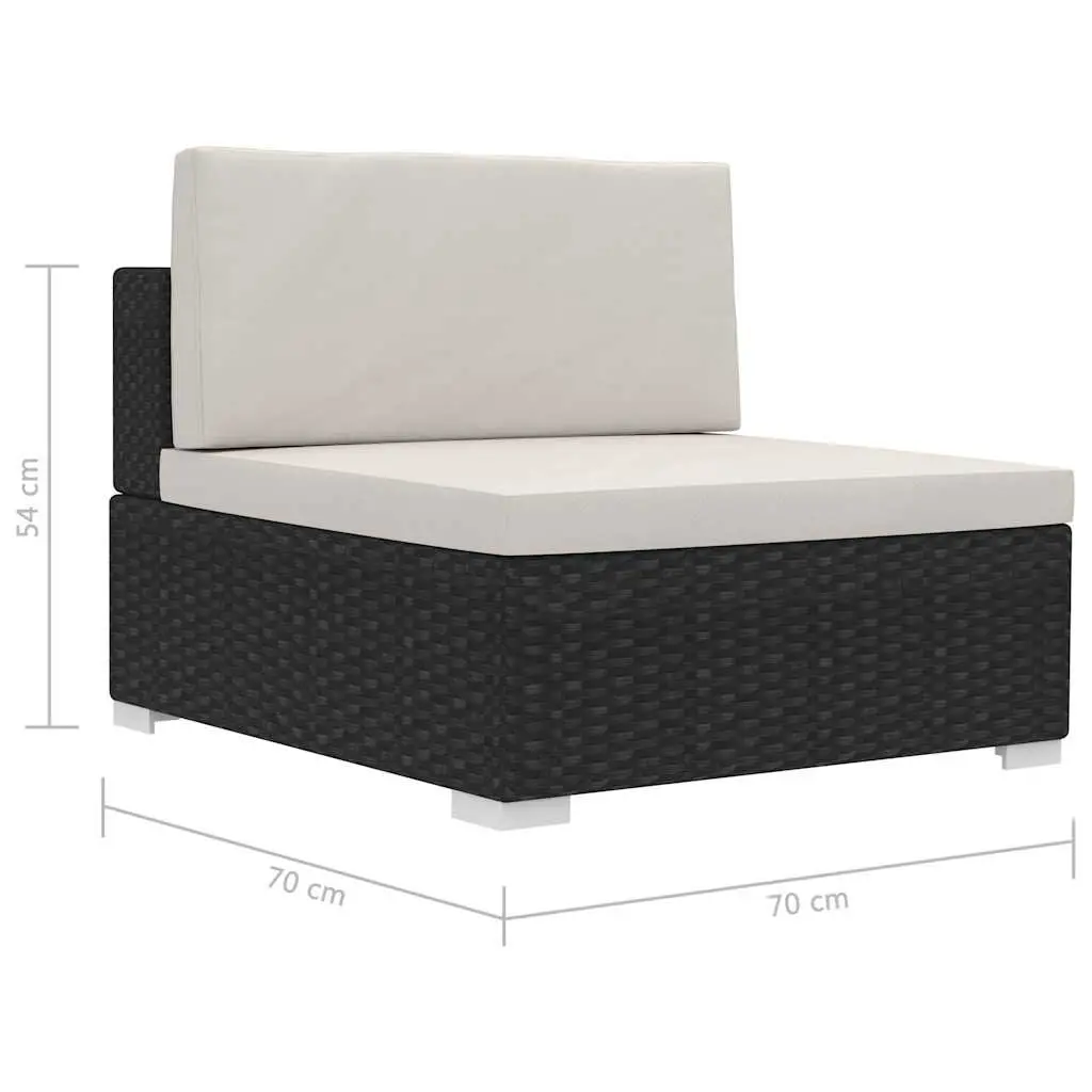 Outdoor Garden Sofa Set Black 4 Piece Weather-Resistant PE Rattan with Cushions