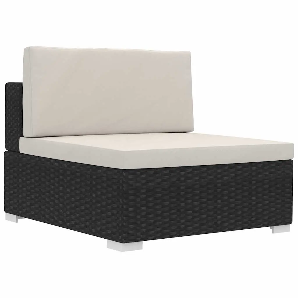 Outdoor Garden Sofa Set Black 4 Piece Weather-Resistant PE Rattan with Cushions