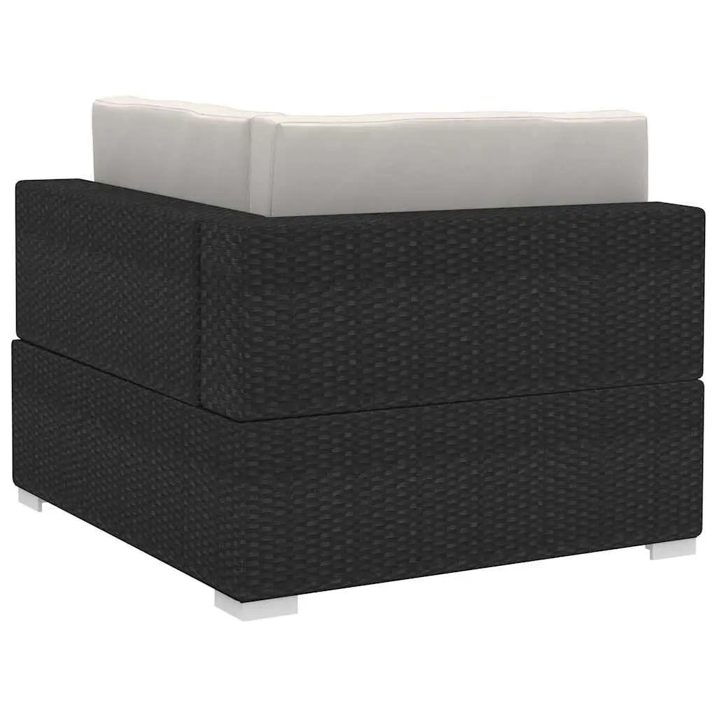 Outdoor Garden Sofa Set Black 4 Piece Weather-Resistant PE Rattan with Cushions