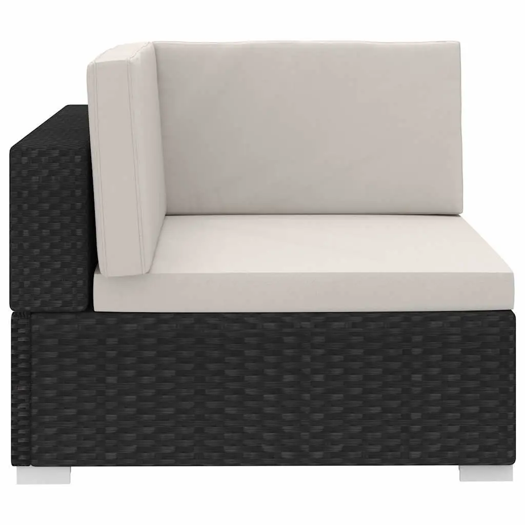 Outdoor Garden Sofa Set Black 4 Piece Weather-Resistant PE Rattan with Cushions