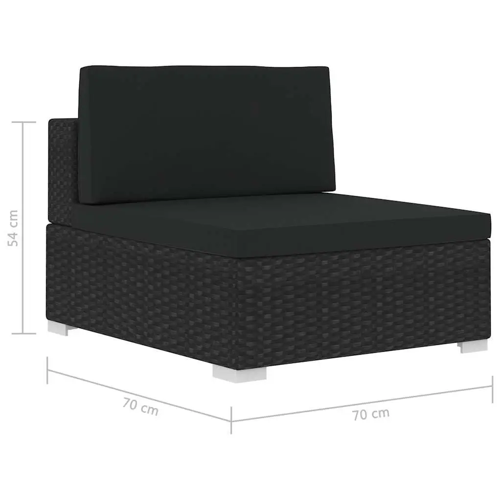 Outdoor Garden Sofa Set Black 4 Piece Poly Rattan Patio Furniture with Cushions