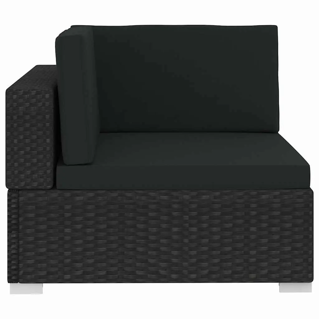 Outdoor Garden Sofa Set Black 4 Piece Poly Rattan Patio Furniture with Cushions