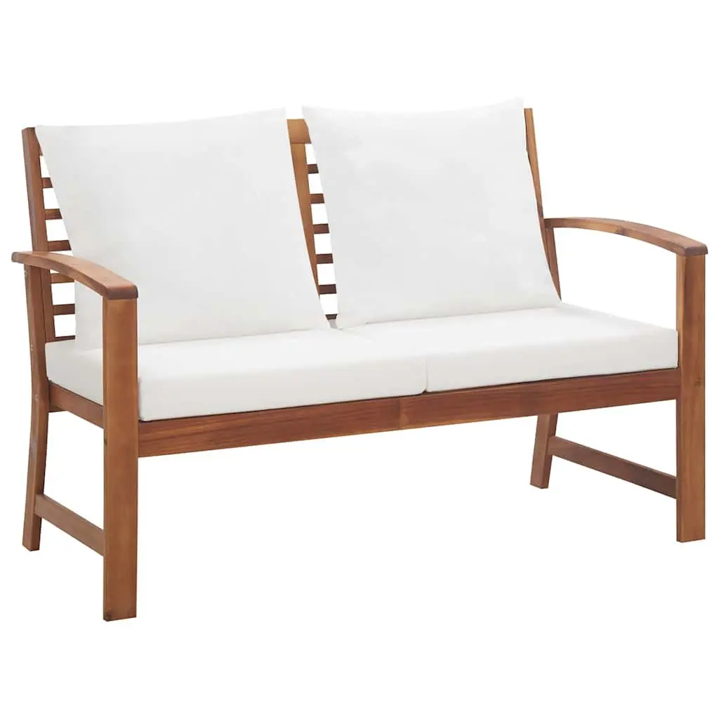 4 Piece Garden Lounge Set White Acacia Wood Outdoor Furniture with Cushions