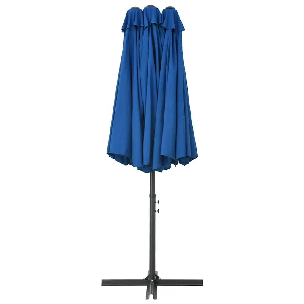 Garden Parasol Blue 460x270 cm Double-Top Shade Crank Open