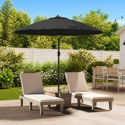 Black 270cm Garden Parasol Umbrella with Sturdy Frame
