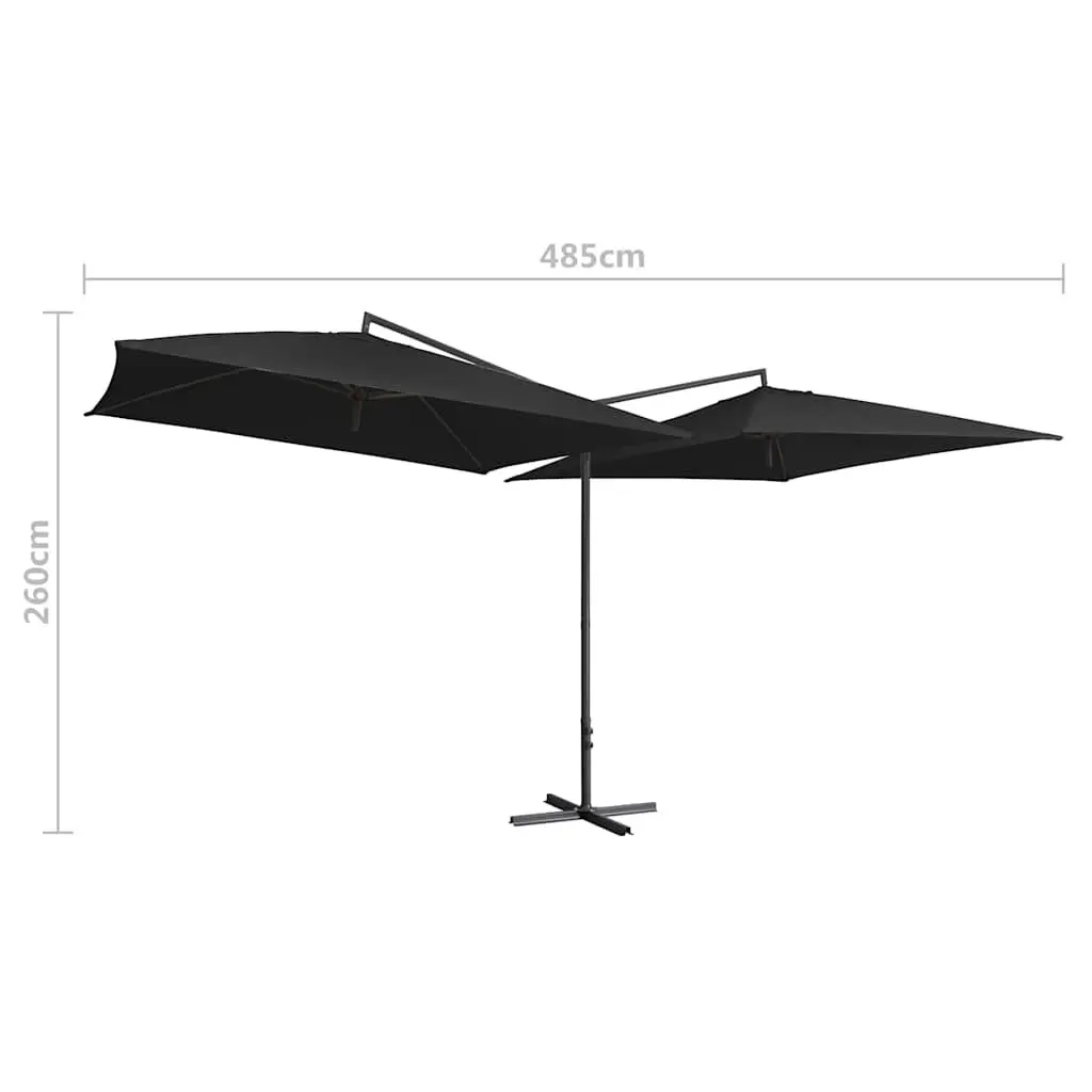 Double Parasol Black 250x250 cm UV Protective Polyester Cover with Crank