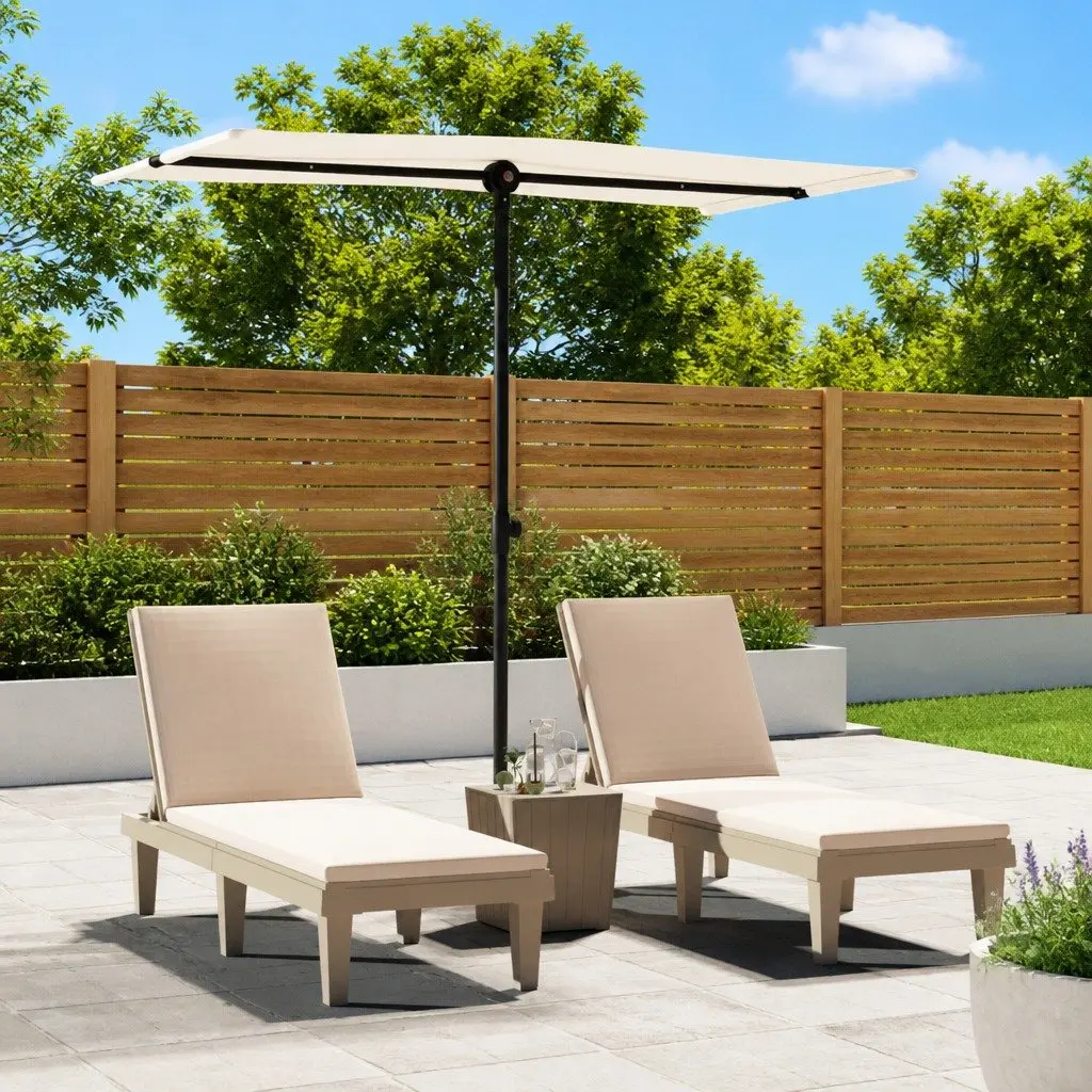 Garden Parasol White 180x110cm Rotating Canopy UV Protective Polyester Cover