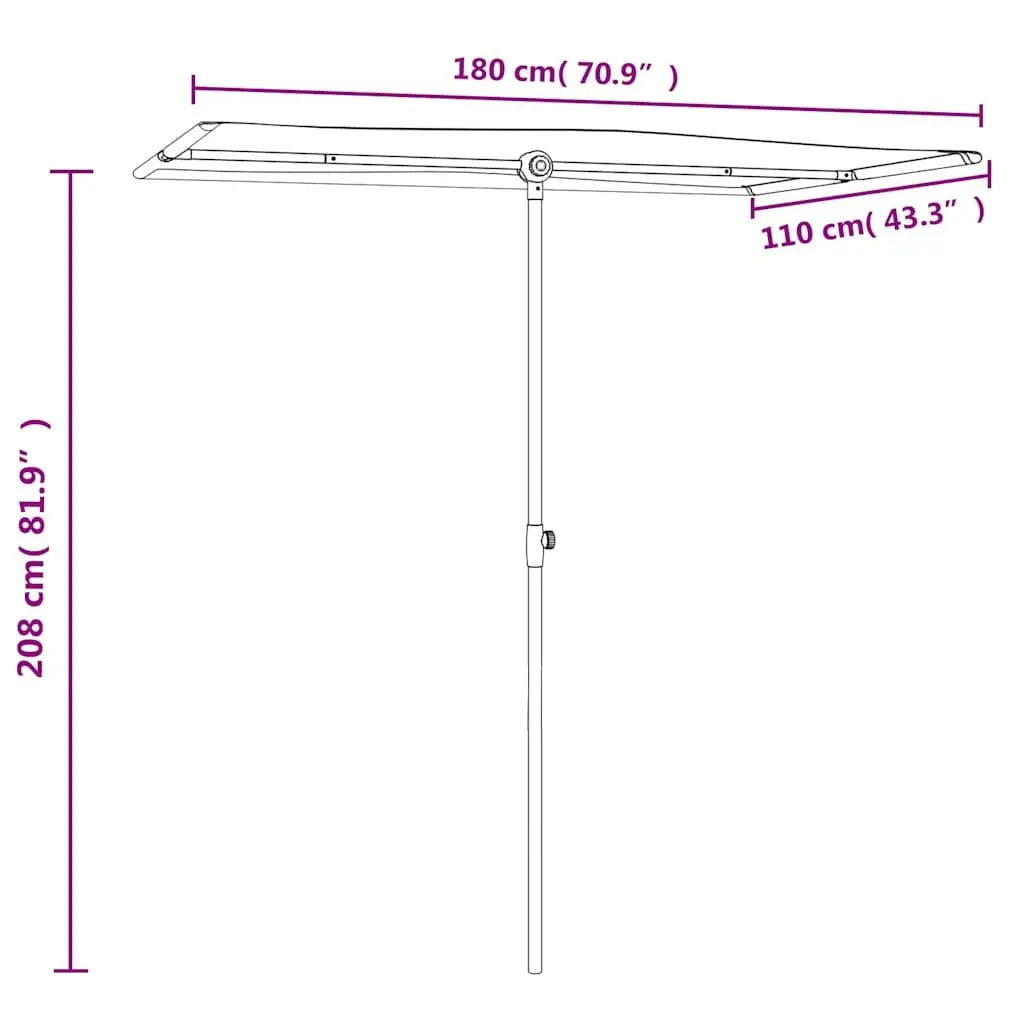 Garden Parasol White 180x110cm Rotating Canopy UV Protective Polyester Cover