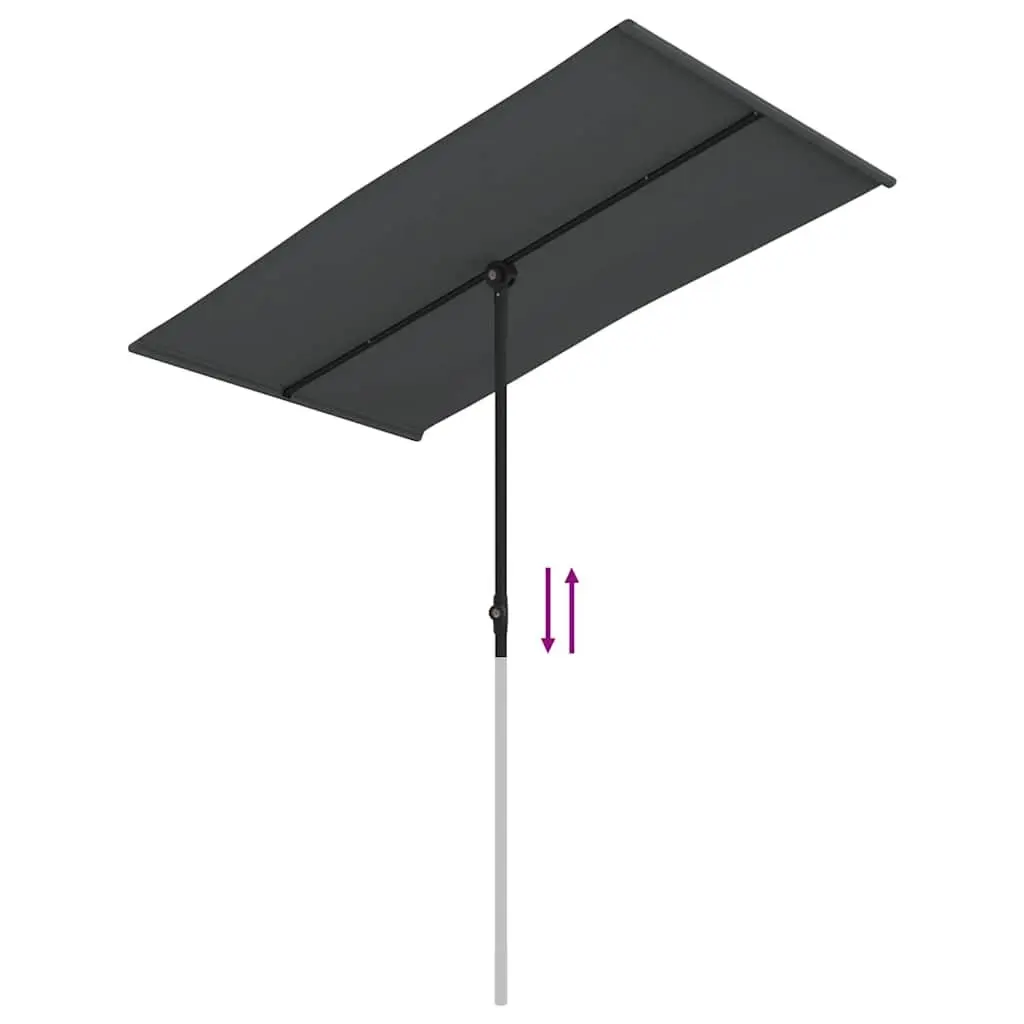 Garden Parasol Anthracite 180x110cm Rotating Canopy UV Protective Polyester Cover