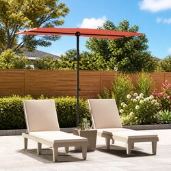 Compact Brown Garden Parasol with Rotating Canopy
