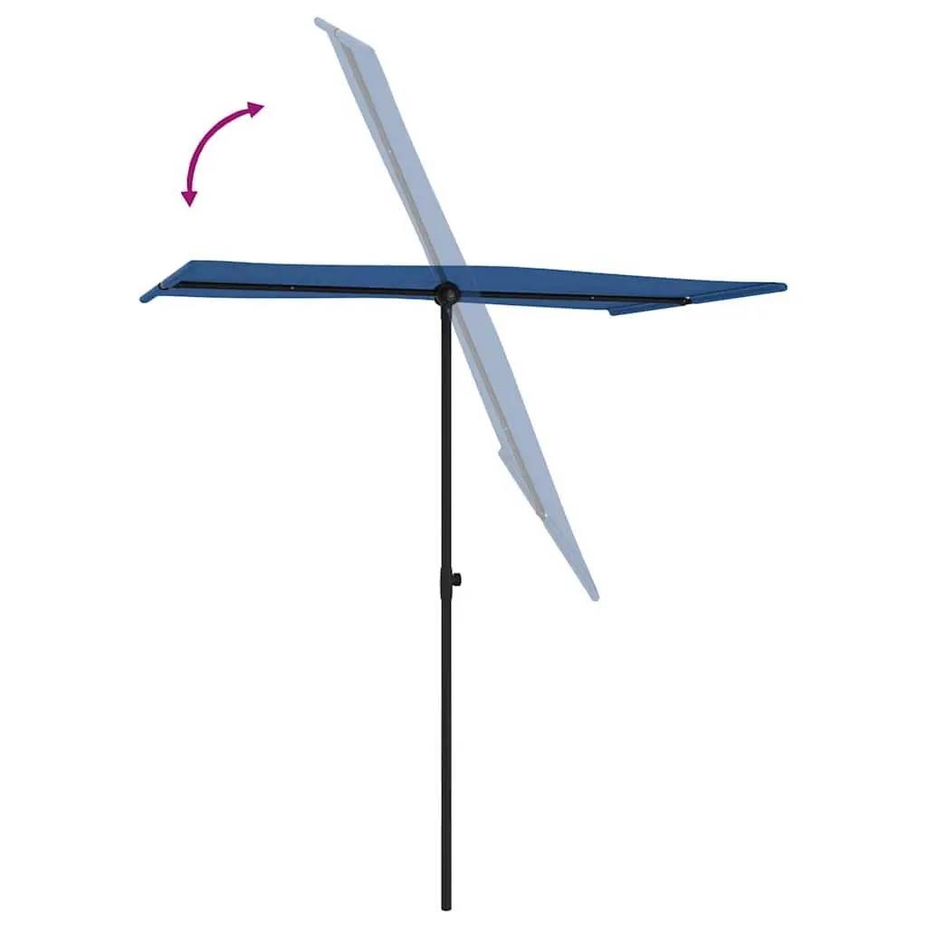 Garden Parasol Umbrella Azure Blue 180x110 cm Rotating Canopy