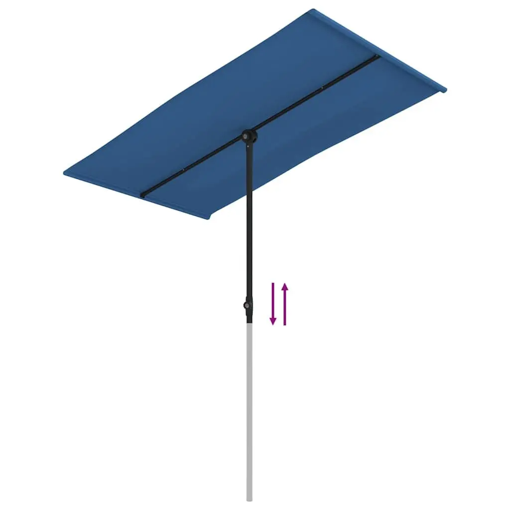 Garden Parasol Umbrella Azure Blue 180x110 cm Rotating Canopy