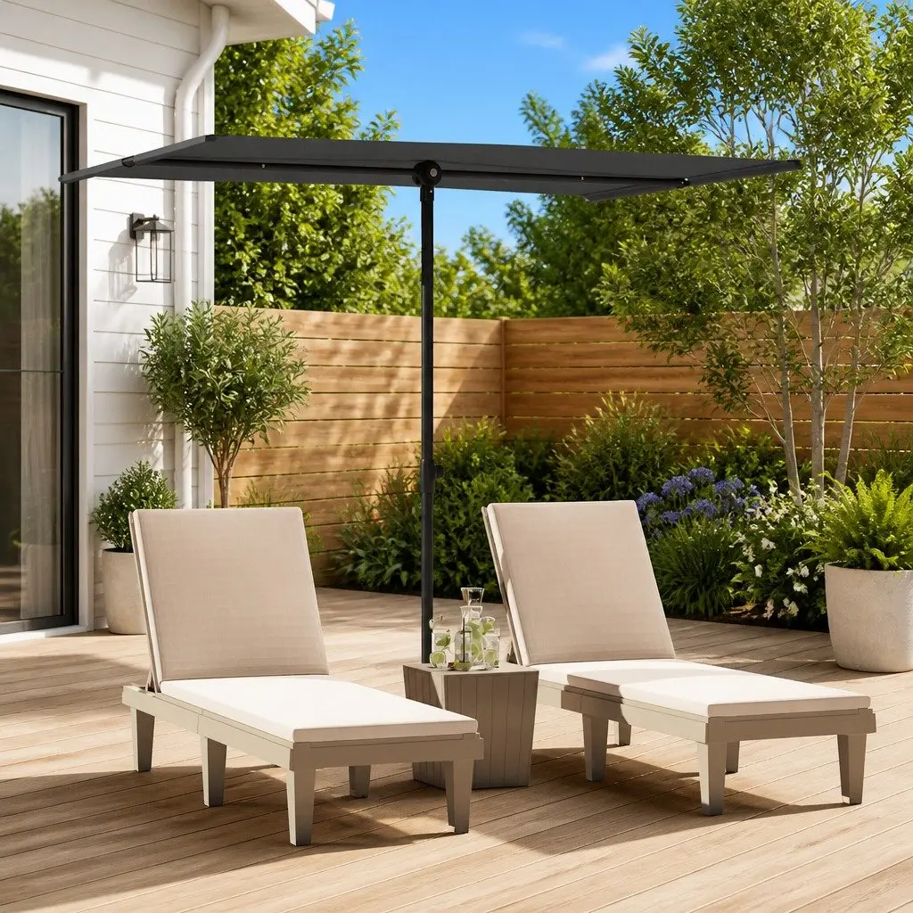 Garden Parasol Anthracite 2x1.5m UV Protective Canopy with 180 Degree Rotation and Adjustable Height