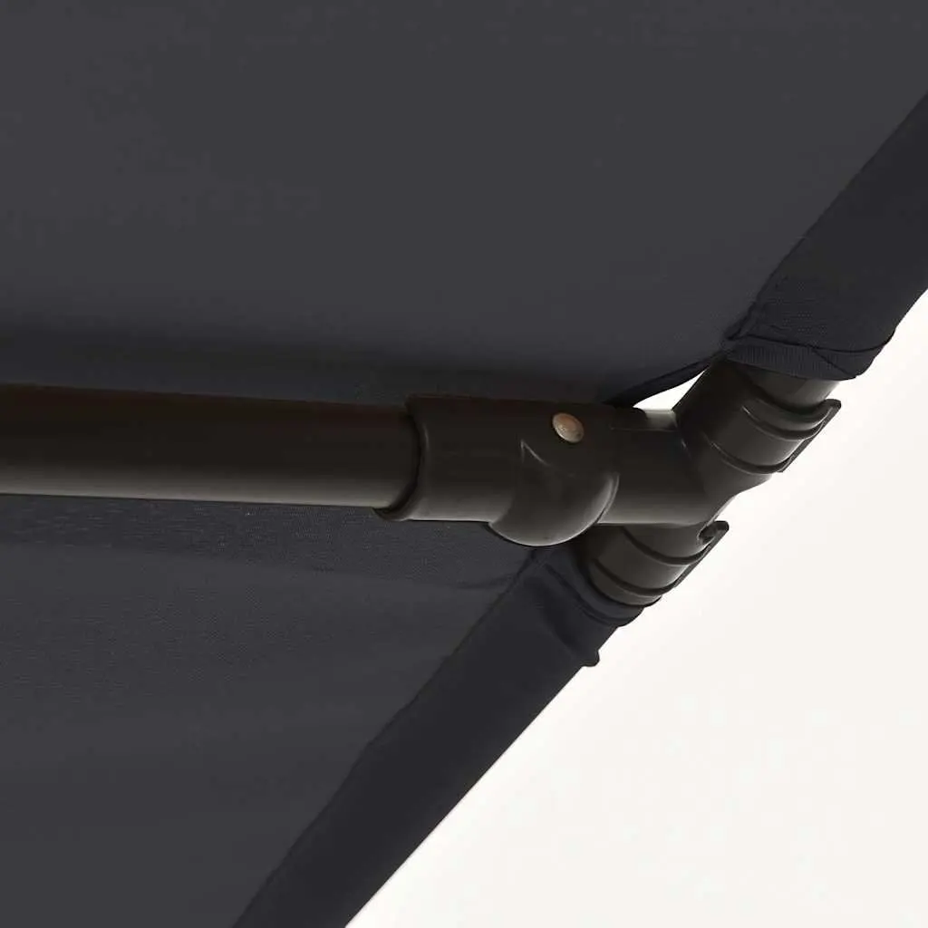 Garden Parasol Black 2x1.5m UV Protection Rotatable Flat Top