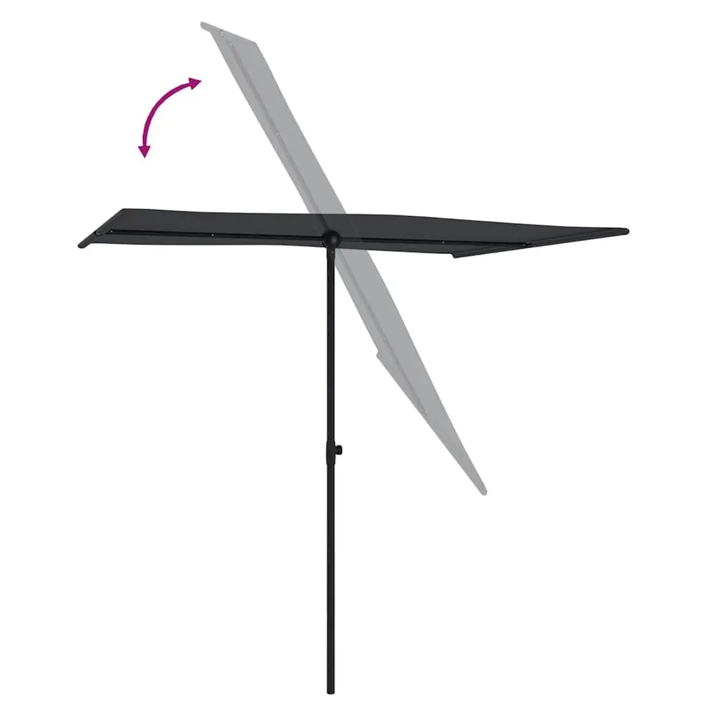 Garden Parasol Black 2x1.5m UV Protection Rotatable Flat Top