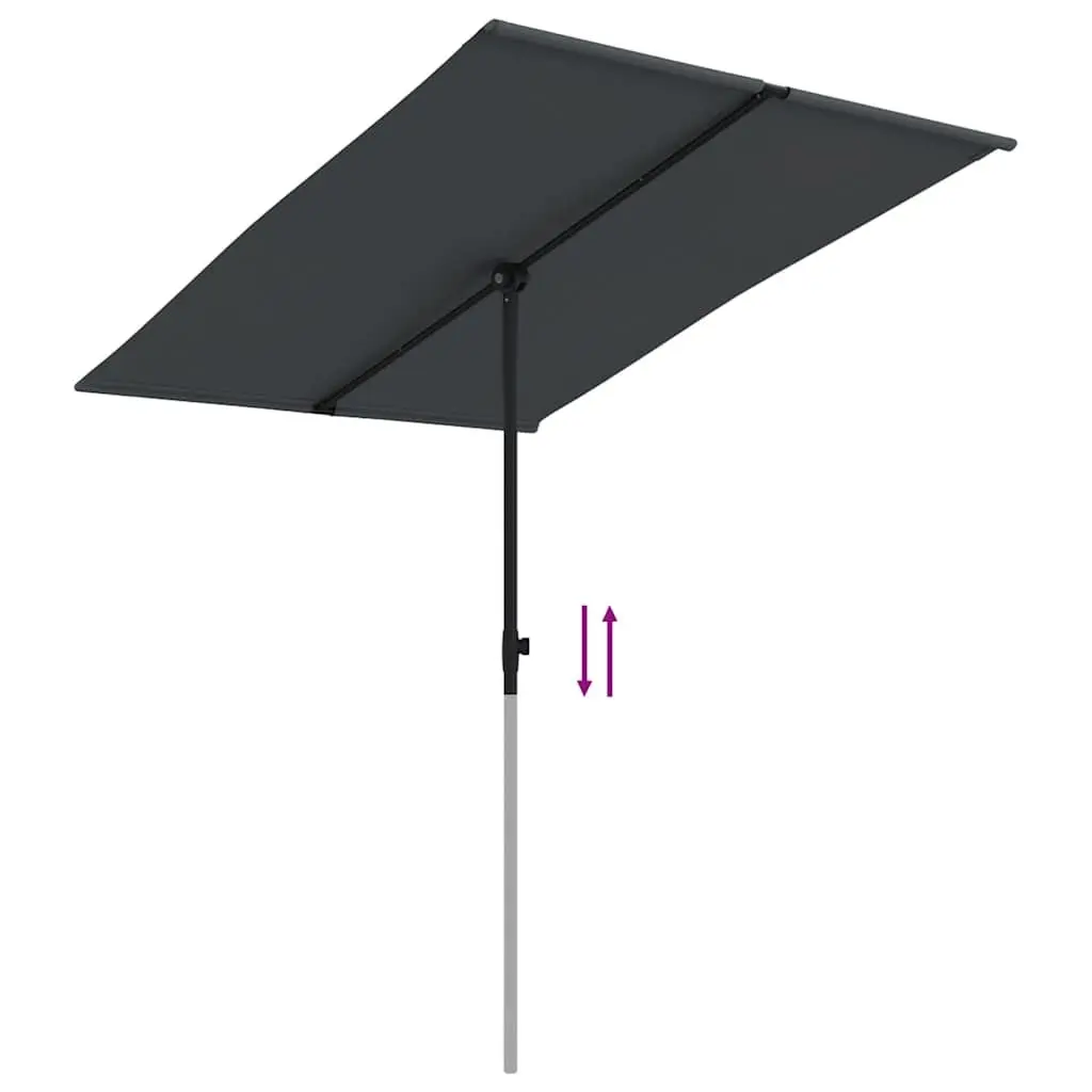 Garden Parasol Black 2x1.5m UV Protection Rotatable Flat Top