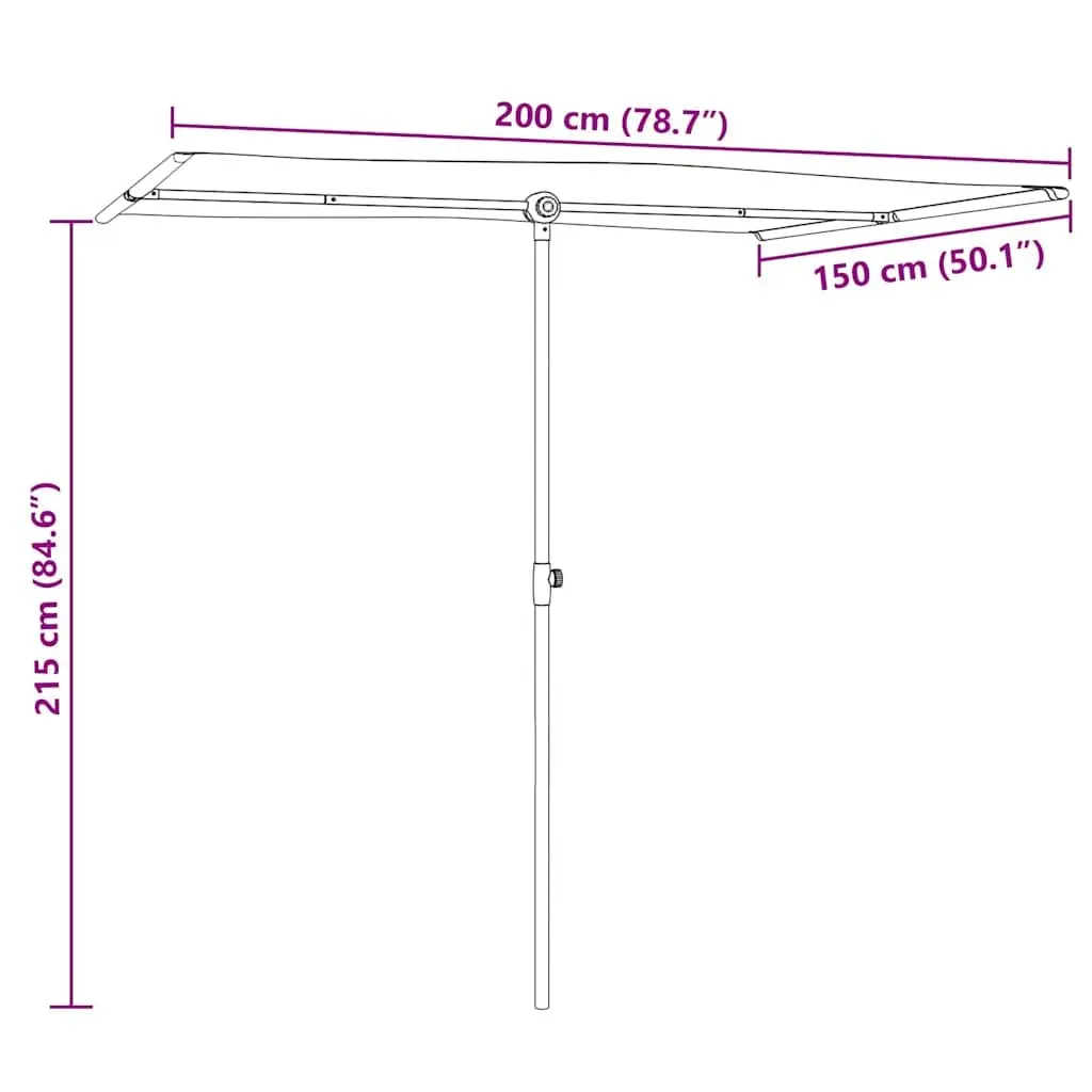Garden Parasol Black 2x1.5m UV Protection Rotatable Flat Top