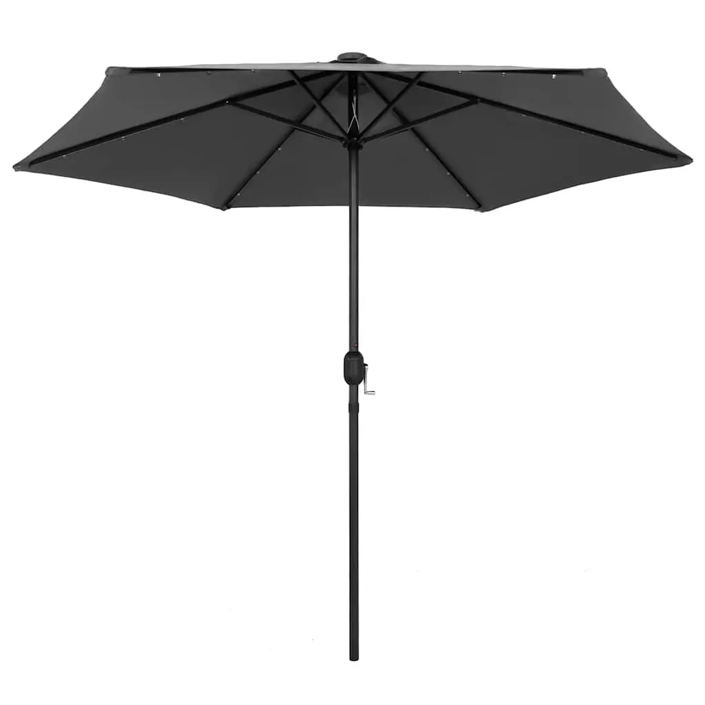 Garden Parasol Anthracite 270 cm UV Protective Polyester with Crank Mechanism and Solar LED Lights